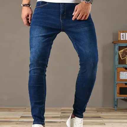 2025 Spring New Mens Slim Fit Classic Skinny Jeans Casual Street Style Casual Mens Skinny Jeans Male Slim Fit Pencil Denim Blue