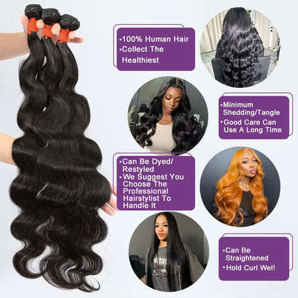 Body Wave 16A Curly 30 40 Inch 100% Human Hair Bundles Brazilian 3 4 Bundles Hair Wig Weave Hair Extensions Virgin Hair Raw Wigs