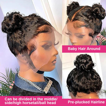 13x6 Water Wave Hd Lace Front Wig Pre Cut Lace PrePlucked 7x5 13x4 Wear Go Glueless Curly Human Hair Wigs For Women 200 Density