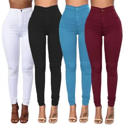 Hot Women Pencil Stretch Slim Denim Skinny Jeans Pants High Waist Jeans Trousers