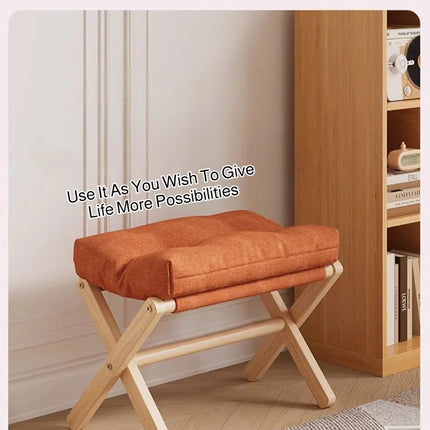 Foldable Sofa Footstool Living Room Stool Sofa Stool Living Room Footstool Solid Wood Casual Stool Portable Desk Footstool