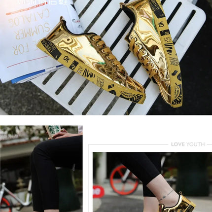 Couple Gold Silver Jogging Sneakers Men Hip Hop Casual Unisex Shoes Tennis Women Running Trainers Clunky Streetwear Footwear