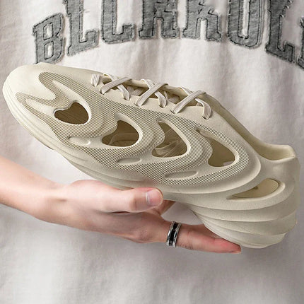 Summer Men's Classic Hollow Sandals Anti slip Beach Hole Shoes Lace up Sports Sandals Outdoor Lightweight Water Garden Shoes