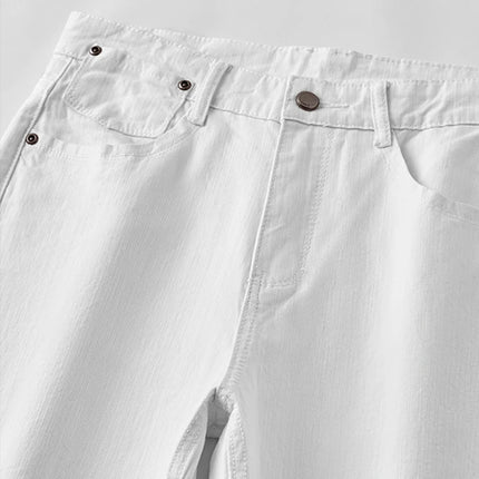 Men White Jeans Elasticity Straight Slim Fit Casual Soft Business Classic Brand Trousers Fashion Advanced Stretch Denim Pants