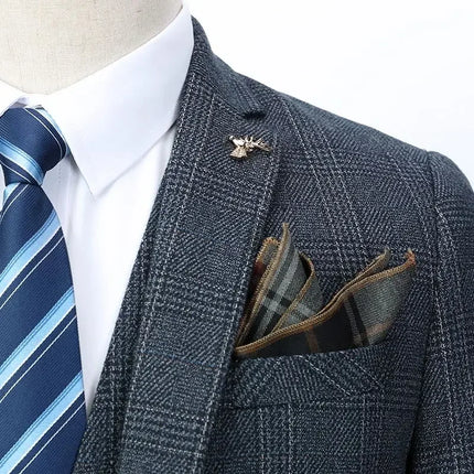 Linen suit (Blazer+ Pants) Men's Fashion Hosts British Style Work Business Wedding Casual Art Style Elegant Gentleman Suit M-5XL