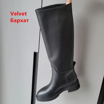 FEDONAS 2024 Ins Genuine Leather Knee High Boots For Women Thick Heeled Autumn Winter Warm Shoes Woman High Motorcycle Boots
