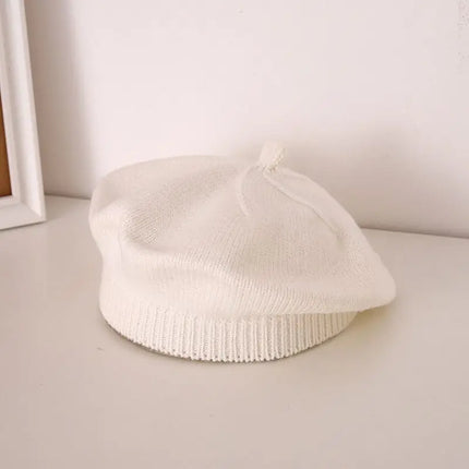 Fashion Baby Knitted Beret Hat Solid Color Children's Warm Hats Autumn Winter Painter Cap For Girls Kids Bonnet Accessories