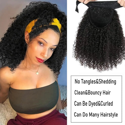 Kinky Curly Headband Wigs Human Hair For Black Women 180% Density Peruvian 10-24 Inch Human Hair Wigs Full Machine Made Wigs