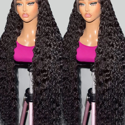 40 46 Inch 13x6 HD Deep Curly Wave Lace Frontal Wigs Brazilian 13x4 360 Water Wave Full Lace Front Human Hair Wig For Women 250%
