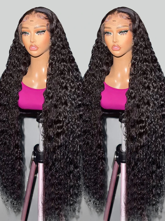 40 46 Inch 13x6 HD Deep Curly Wave Lace Frontal Wigs Brazilian 13x4 360 Water Wave Full Lace Front Human Hair Wig For Women 250%