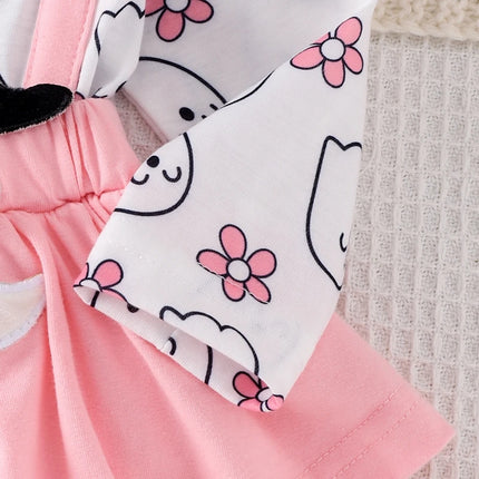 Baby Girl Festival Clothes Outfit Ruffle Trim Patch Long Sleeve Romper Dress with Bow Headband 2 Piece Set for Toddlers