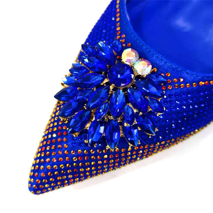 Newest Arrivals Special Design Silver Color African Women Shoes and Bag Set Pointed Toe Pumps for Wedding Party