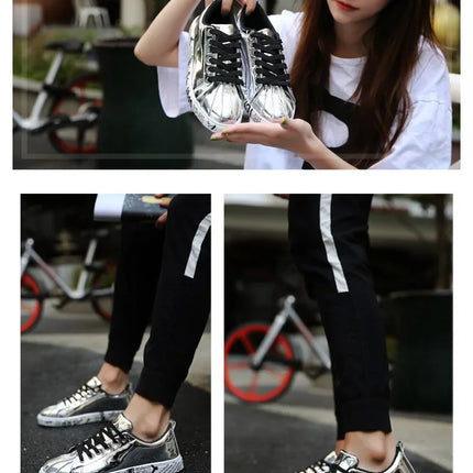 Couple Gold Silver Jogging Sneakers Men Hip Hop Casual Unisex Shoes Tennis Women Running Trainers Clunky Streetwear Footwear