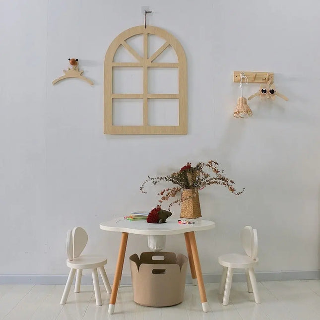 Wooden Hanger Pendant – Alphabet, Window & House Design Wall Decor for Kids’ Room