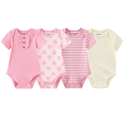 4PCS/Lot Summer Unisex Baby Boy Girl Bodysuits Short Sleeve Infant Onesies First Christmas Baby Clothes