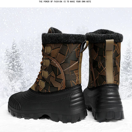 Winter Mid-calf Duck Boots for Men Warm Outdoor Snow Boots Waterproof Hunting Boots Working Boots Mens Camouflage Outdoor Shoes