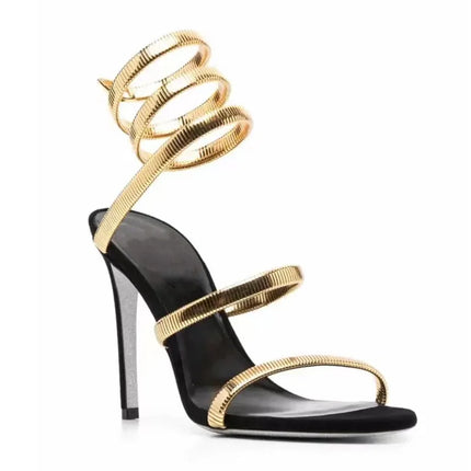 Star style Sexy Narrow band Coiled-strap Women Sandals Fashion Summer Stiletto High heels Gladiator Sandals Party Prom Shoes