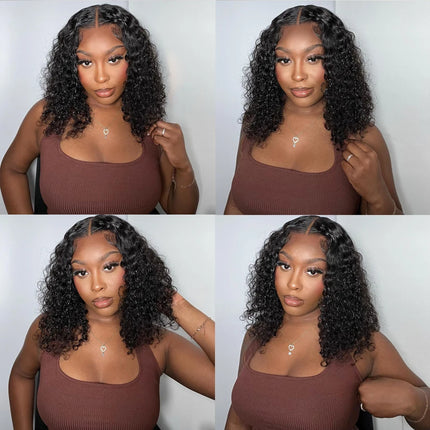 Short Curly Bob Lace Front Human Hair Wigs PrePluck With Baby Hair Brazilian Deep Wave Frontal Wig For Women Water Wave Lace Wig