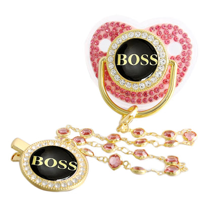 Bling Weaning Pacifier Luxury Baby Pacifier With Chain Clip Newborn Baby Dummy Soother Nipple With Gem