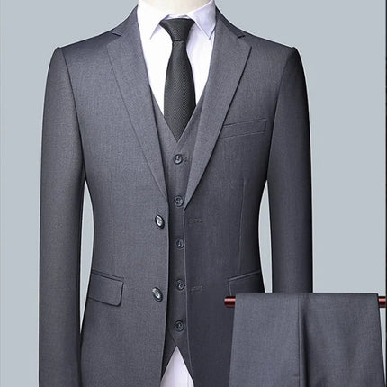 Men's Solid Color Business Suit 2025 High Quality Fashion Banquet Wedding Trend Groom Best Man Single 3/2/1