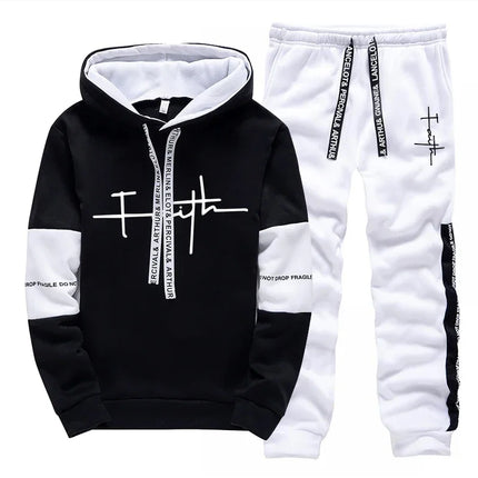 New Mens Tracksuit Casual Printed Sweatshirts Single Piece Hoodie Pants Outdoors Fitness Sports Jogging Mens Clothing Sportswear