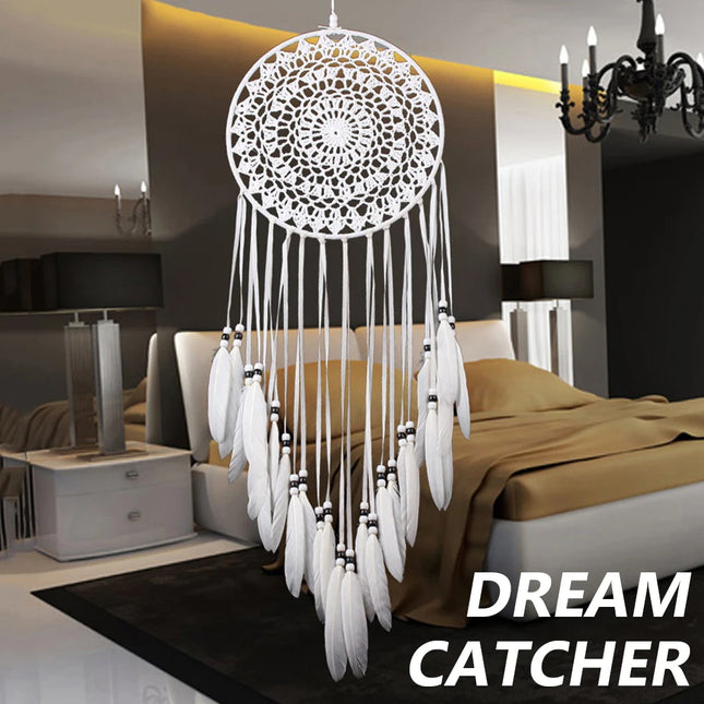 Handmade Dream Catcher – Boho Feather Pendant Wall Decor for Bedroom, Kids’ Room & Car