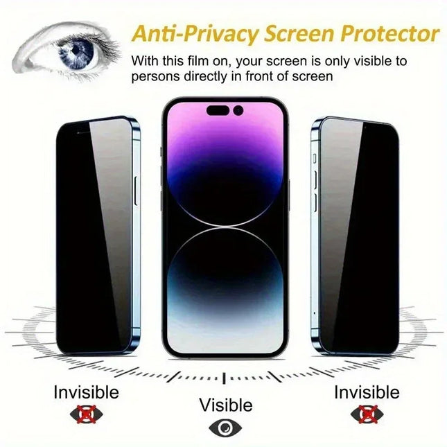 Anti-Spy Tempered Glass for iPhone16 Pro Max 15/14/13/12/11 X 4pcs Privacy Tempered Glass Screen Protector anti-fingerprint Film