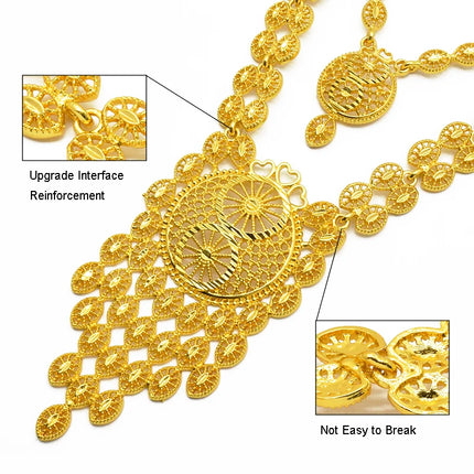 ANIID Indian 24K Gold Color Necklace Set Nigerian Party Bridal Wedding Ethiopian Luxury Dubai Jewelry Wholesale 2024 New Gifts