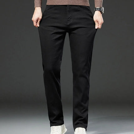 Men White Jeans Elasticity Straight Slim Fit Casual Soft Business Classic Brand Trousers Fashion Advanced Stretch Denim Pants