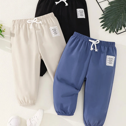 3pieces New 3-Piece Baby Boy Solid Color Simple Sports Casual Pants Outdoor Riding Sports Pants Anti-Mosquito Pants
