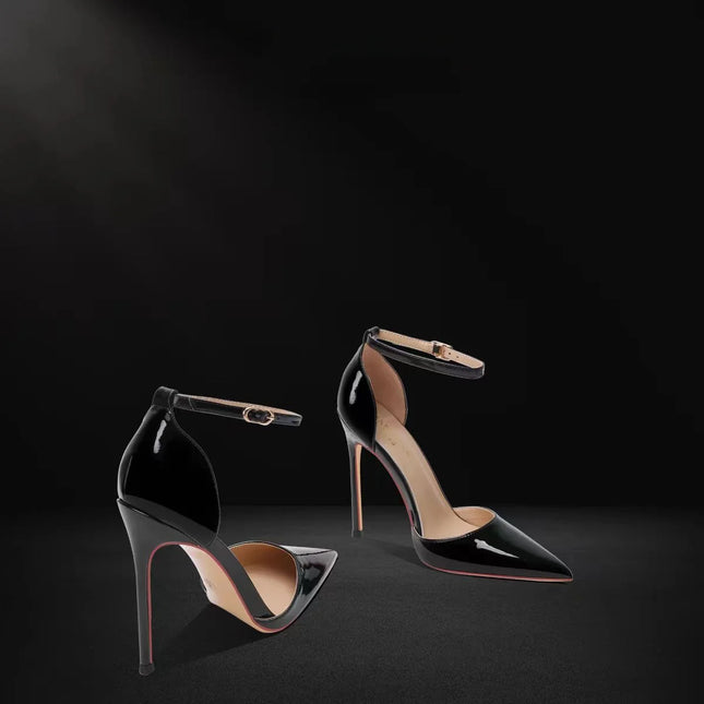 Bla Patent Leather Hollow out Strap High Heels Sandals Women's Pointed Toe Thin Heel Sexy 2025 New Spring Autumn