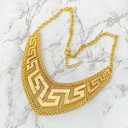 Original 4Pcs Golden Jewellery Sets 18K Gold Plated Jewelry Set Necklace Earring Bracelet Ring Italian Wedding Party Gifts