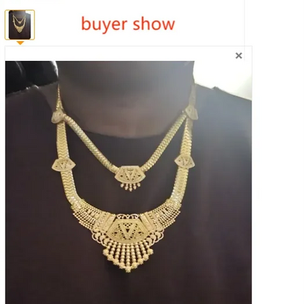 France Ethiopian Gold Color Jewelry Set For Women Dubai Necklace Bracelet Earrings Ring Set African Wedding Choker Wholesale