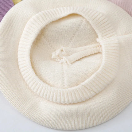 Fashion Baby Knitted Beret Hat Solid Color Children's Warm Hats Autumn Winter Painter Cap For Girls Kids Bonnet Accessories