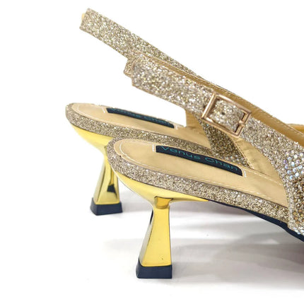 Newest Arrivals Special Design Silver Color African Women Shoes and Bag Set Pointed Toe Pumps for Wedding Party