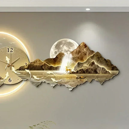 Large Illuminated Wall Clock Silent Nordic European Luxury Art Wall Clock Design Modern Orologi Da Parete Home Decoration