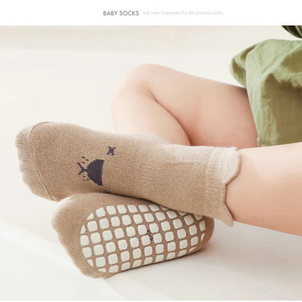 3Pairs/Lot Cartoon Baby Socks Infant Newborn Anti-Slip Cotton Floor Socks For Girls Boys Cute Unisex Rubber Grips Toddler Socken