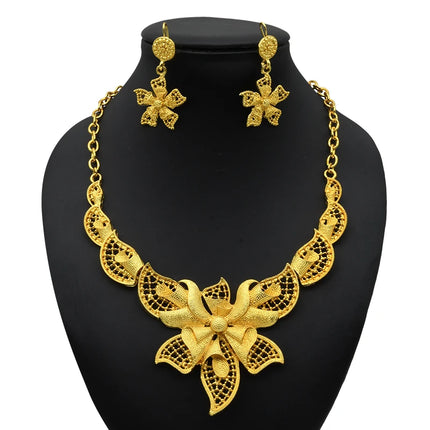 ANIID Indian 24K Gold Color Necklace Set Nigerian Party Bridal Wedding Ethiopian Luxury Dubai Jewelry Wholesale 2024 New Gifts