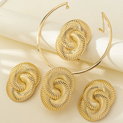 Trendy Exaggeration Bohemian Ocean Wind Party Geometric Sea Snail Symbol Necklace Earrings Bracelet Ring Set Jewelry Accessories