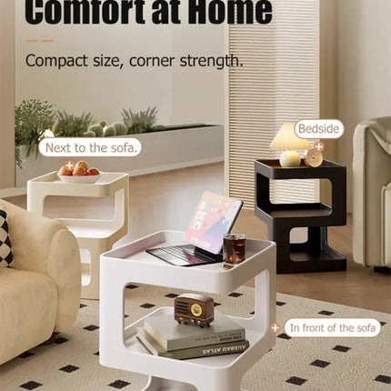 Simple Modern Bedside Side Table Space-Saving Multi-Functional Home Storage Rack Creative Stylish Removable 2-Tier Storage Table