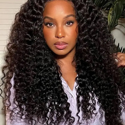 Kinky Curly Hair V Part Wigs No Leave Out Thin Part Human Hair Wigs For Beginners Afro Curly Glueless V Part Wigs Black Wig