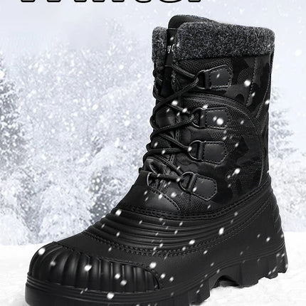 Winter Mid-calf Duck Boots for Men Warm Outdoor Snow Boots Waterproof Hunting Boots Working Boots Mens Camouflage Outdoor Shoes