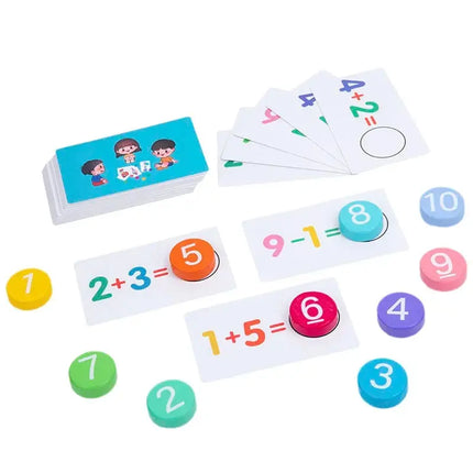 Math Toys Digital Card Montessori Wooden Addition Subtraction Teaching Aids Subtraction Operation Learning Logical Thinking