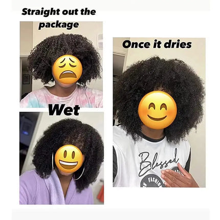 250% Afro Kinky Human Hair Wig With Bangs Machine Made Afro Kinky Curly Wigs For Women Brazilian Glueless Wigs 12“-16“ HairUGo