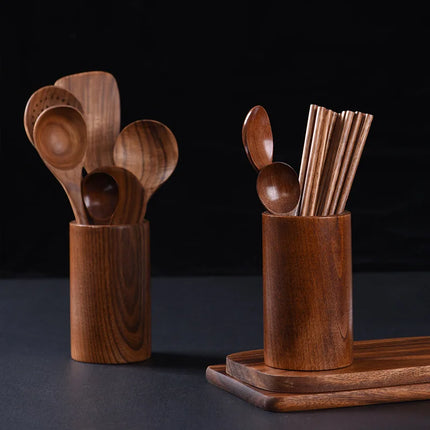 Kitchen Utensil Holder Wooden Chopsticks Storage Holders Kitchen Supplies Drainage Chopstick Cage