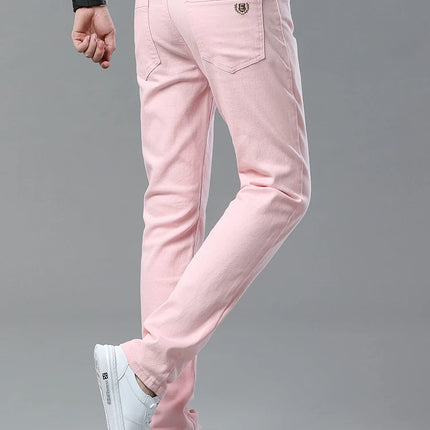 Four Season New Men's Yellow Jeans Fashion Business Casual Straight Denim Stretch Trousers All-match Men's Casual Pants Jeans