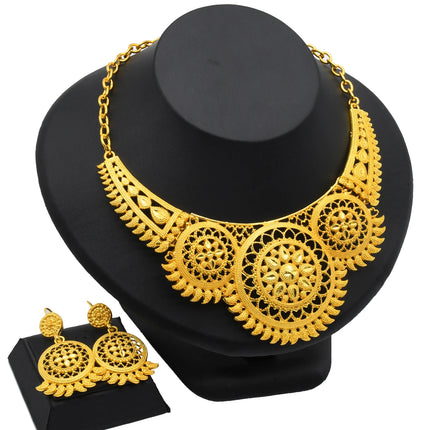 ANIID Indian 24K Gold Color Necklace Set Nigerian Party Bridal Wedding Ethiopian Luxury Dubai Jewelry Wholesale 2024 New Gifts