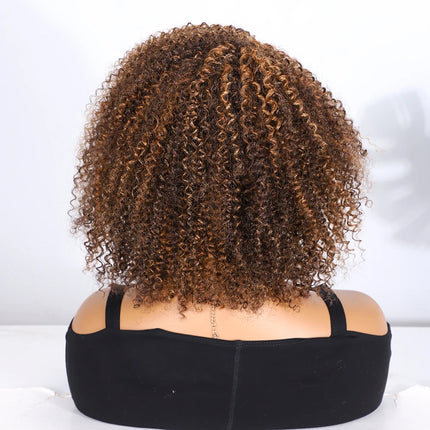 Brazilian Jerry Curly Human Hair Wigs For Women Dark Brown Colored Afro Kinky Hair Wigs Short Curly Hair full machine made Wig