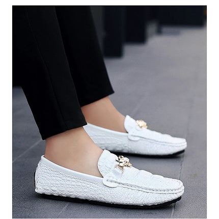 2024 New Stylish Men Big Size 39-48 Casual Moccasins Shoes White Silver Male Formal Business Office Shoes Party Moccasin Loafers