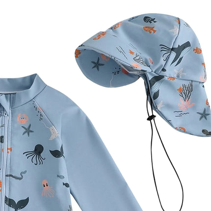 Infant Boys Swimsuit Long Sleeve Zipper Swimsuit Sun Protective Clothing Infant Bathing Swimwear Girls Swimsuit Two Piece